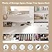 DUMOS Vanity Desk Makeup with Mirror LED Lights, White Table with Power Outlet 2 Drawer, 4 Storage Shelves Cabinet & 3 Lighting Mode Adjustable Brightness, Dressing Tables for Bedroom