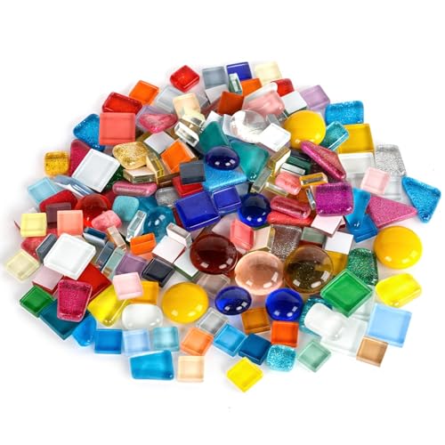 Dulynva Mosaico di Cristallo di Colore Misto Tessere Mosaico Vetro Piccole Piastrelle mosaicos in Vetri Irregolari Pietre per mosaicos Creativ per la casa, vasi, tazze, cornici (Colori Misti)
