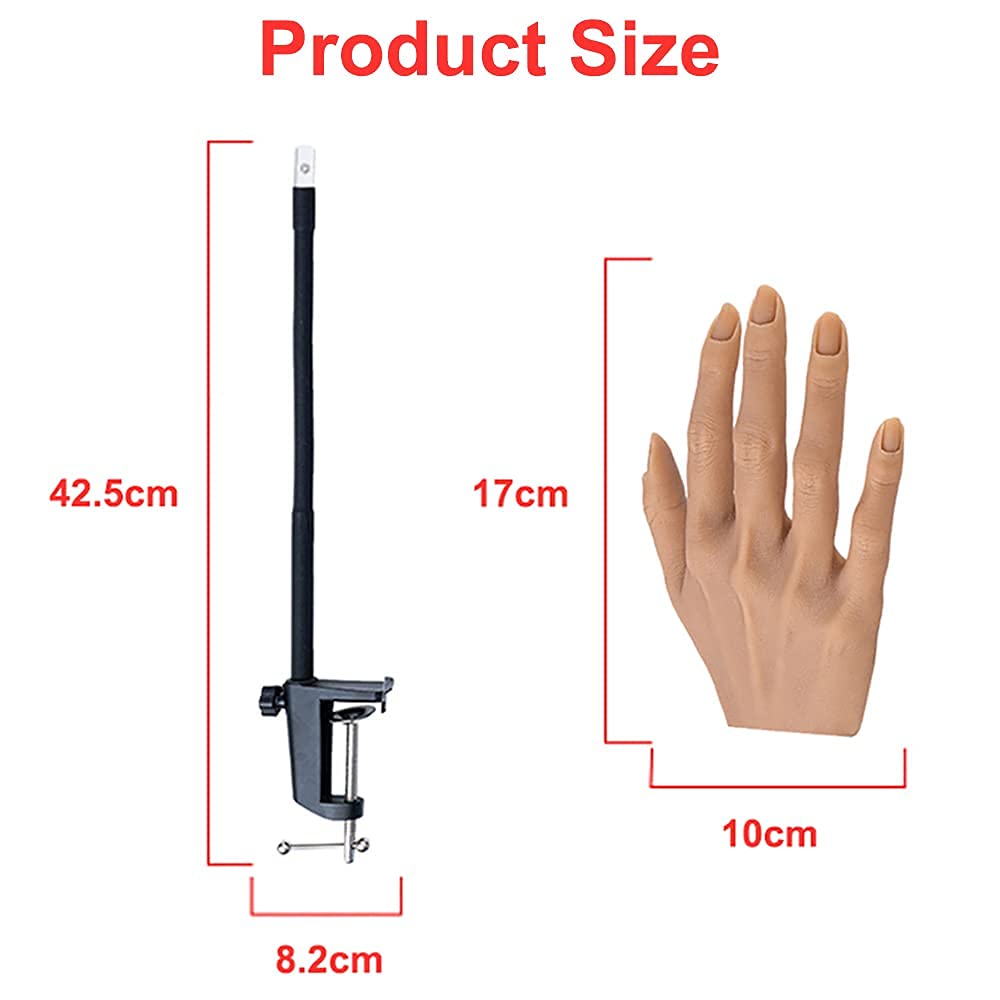 XMASIR Main D'entrainement Manucure avec Support, Silicone Main d'entraînement Pour Ongles en Acrylique, Réglables Flexibles Manucure à Ongles (gauche)