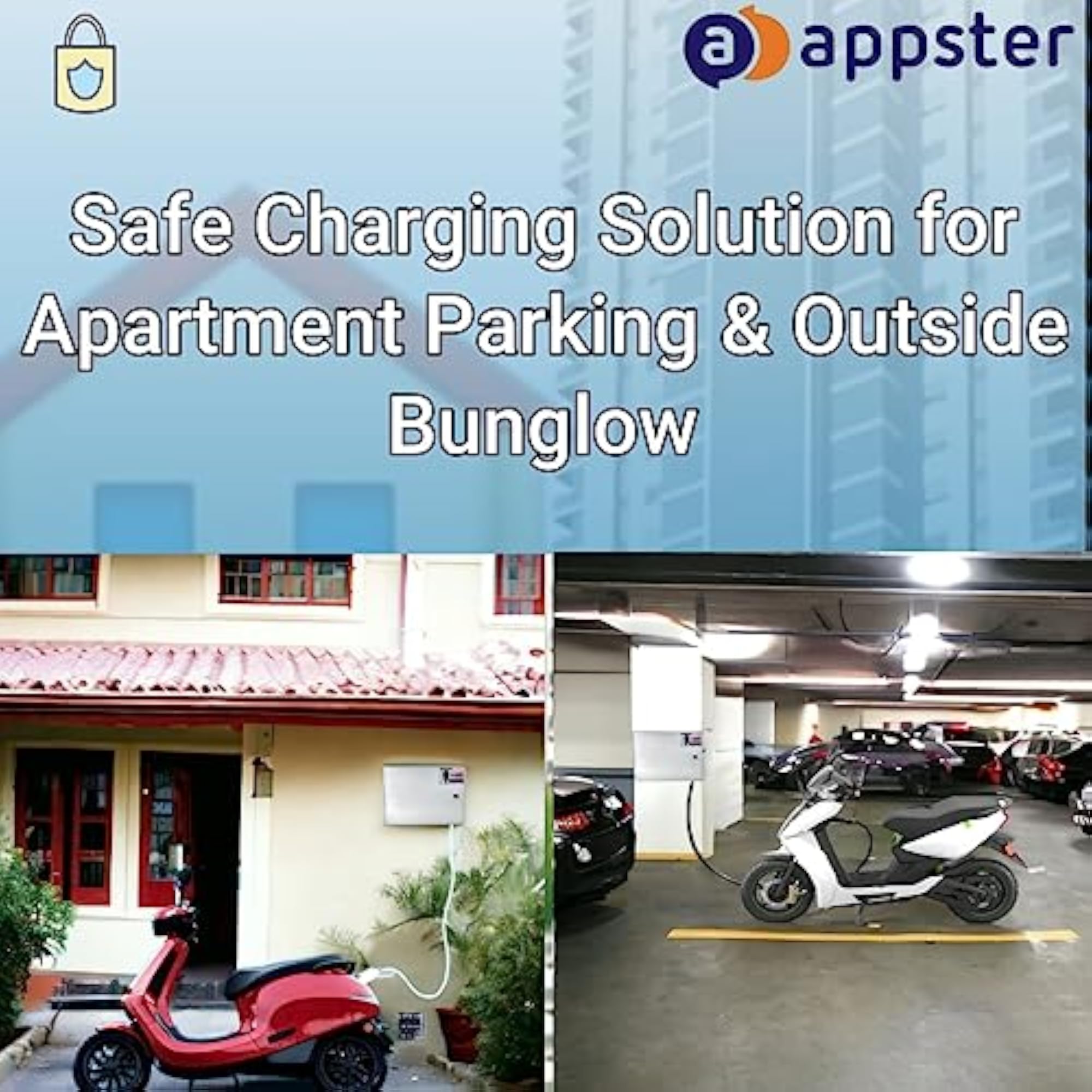 Electric Scooter Charger Safety Box with Lock, 15 Amp