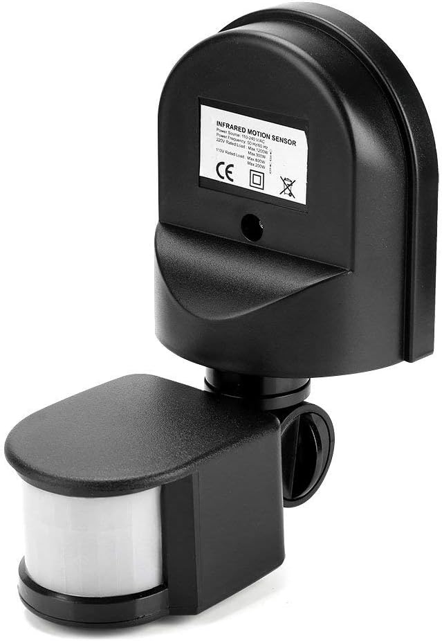 MAKINGTEC Infrared Sensor Switch, Infrared Motion Sensor 110V-240V Adjustable PIR Body Motion Infrared Sensor 10A Waterproof Detector Bulb Switch Black, IP44 Protection Level