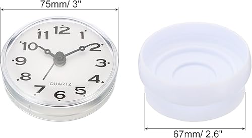 Miniatura 2 de PATIKIL Reloj de ducha impermeable, paquete de 2 mini relojes de pared silenciosos sin tictac con ventosa para baño, cocina, decoración del hogar,