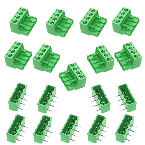 Samidea 9Pairs 4Pole 5.08Mm Plug Type Pitch Pcb Mount Screw Terminal Block Kit With Right Angle Pin, Ac 300V 15A(Iec)/10A(Ul) #TOP11