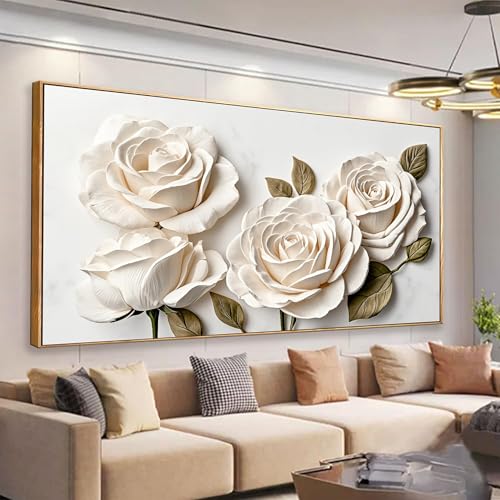 Large Framed Wall Art For Living Room Floral Wall Art 29" X 58"