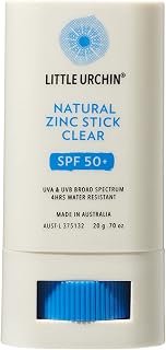 Little Urchin Clear Zinc Sunscreen Stick – SPF 50+ Broad Spectrum, Water-Resistant – Reef & Ocean Safe, Pocket-Size – 0.7 oz (20g) – Australian Made