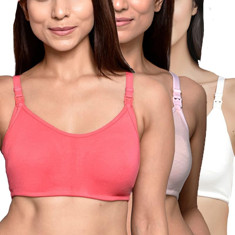 Image of Inner Sense Organic Cotton Bamboo Nursing Bra for Women I Non Padded Feeding Bra with Keyhole Back Design I Wire Free Maternity Innerwear with Full Coverage