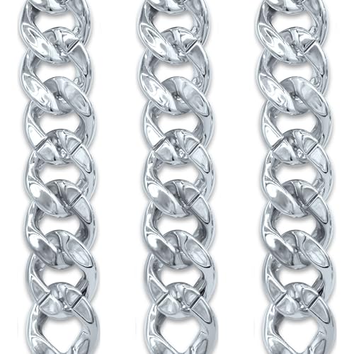 Image of SATRA TRADERS Metallic Acrylic Curb Chain | Size : 40mm | Qty : 1mtr | AC12 | Nickle