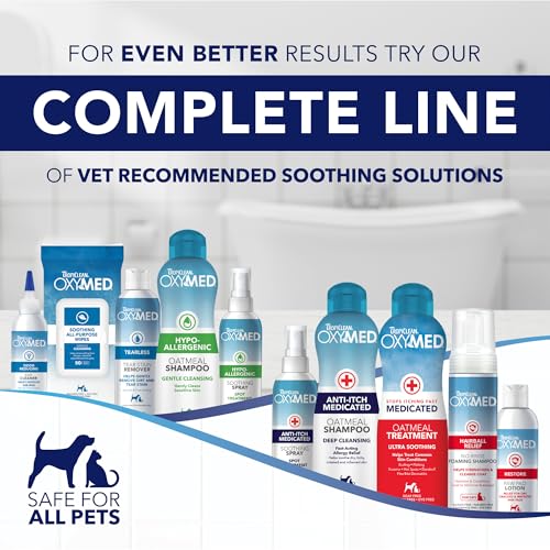 TropiClean OxyMed Haferflocken-Shampoo - Hypoallergen - Reinigt Schonend Empfindliche Haut I Für Hunde und Katzen I Parabens-, Farbstoff- und Parfümfrei I - 592 ml