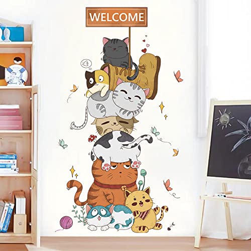 Vinilo decorativo de pared con diseño de gatitos apilados miniatura 3