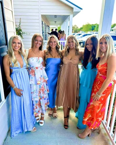 RSOETOO Scarf Bridesmaid Dresses Satin for Women 2025 Spaghetti Straps Wedding Guest Cocktail Dress RO1944