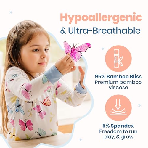 Buttery Soft Pajamas for Kids - Viscose From Bamboo Pjs - Styled By Kardashians - Blossom Butterfly Pajamas for Girls3