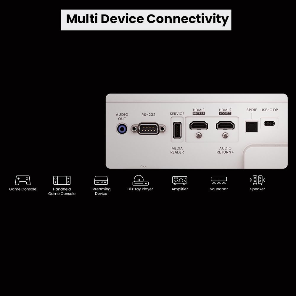 BenQ X3100i True 4K UHD HDR 4LED 3300 Lumens Console Gaming Projector 4ms Response Time Auto Game Mode Xbox, PS5, Switch Supports eARC and S/PDF 5Wx2 Speaker Android TV with Netflix, Dual HDMI 2.0