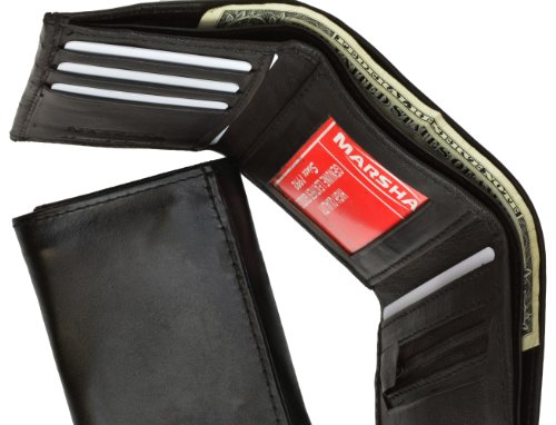 MARSHAL Ladies Black Leather Lambskin Wallet W Coin Purse 7963