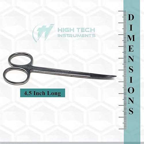 Miniatura 4 de Tijeras de iris de alta calidad con microdisección curvadas de 45 pulgadas con cuchillas finas afiladas hechas de herramientas quirúrgicas médicas