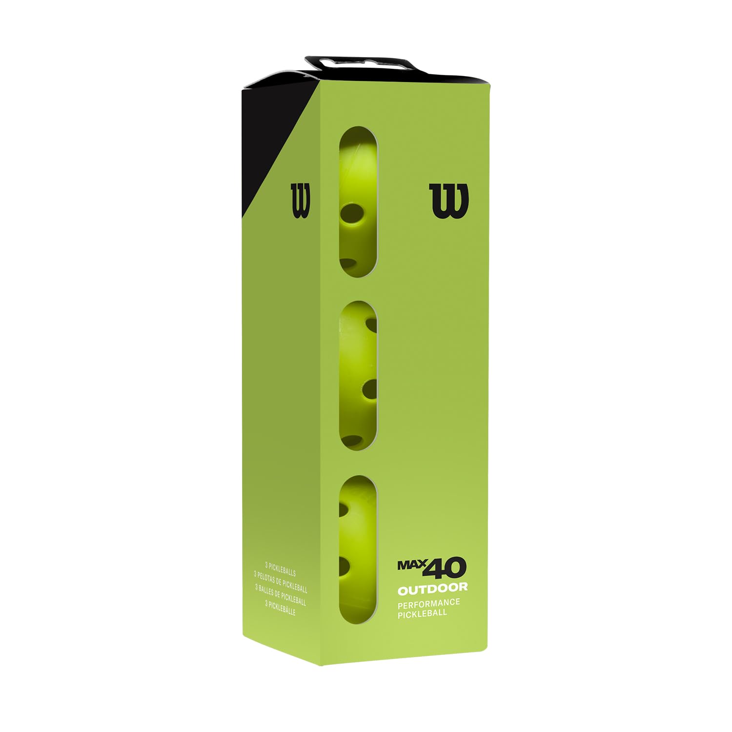 Wilson Max 40 Outdoor Pickleball Balls, USA Pickleball Approved, Provides Reliable Flight Path & Crisp Feel, 3-Pack, Colour: Green