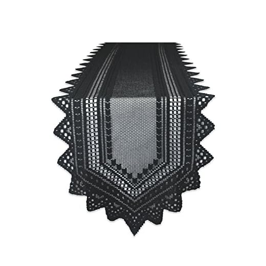 19+ Elegant Halloween Décor Ideas for a Spooky Chic Celebration 3 DII Black Lace Overlay Tabletop Collection Gothic Halloween Decor, Table Runner, 14x72, Black