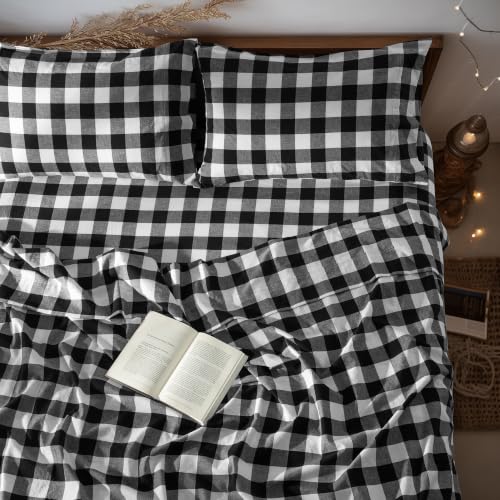 Image of LBRO2M 100% French Pure Linen Sheet Set 4Pcs, 16 inch Deep Pocket Queen Size