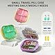 ONTERATE Reise Pillendose, Kleine Pillendose mit 7 Fächern für die Handtasche, Tragbares Kleines Pillenetui, Feuchtigkeitsbeständige Mini Medikamentenbox für Vitamine und Fischöl (Lila)