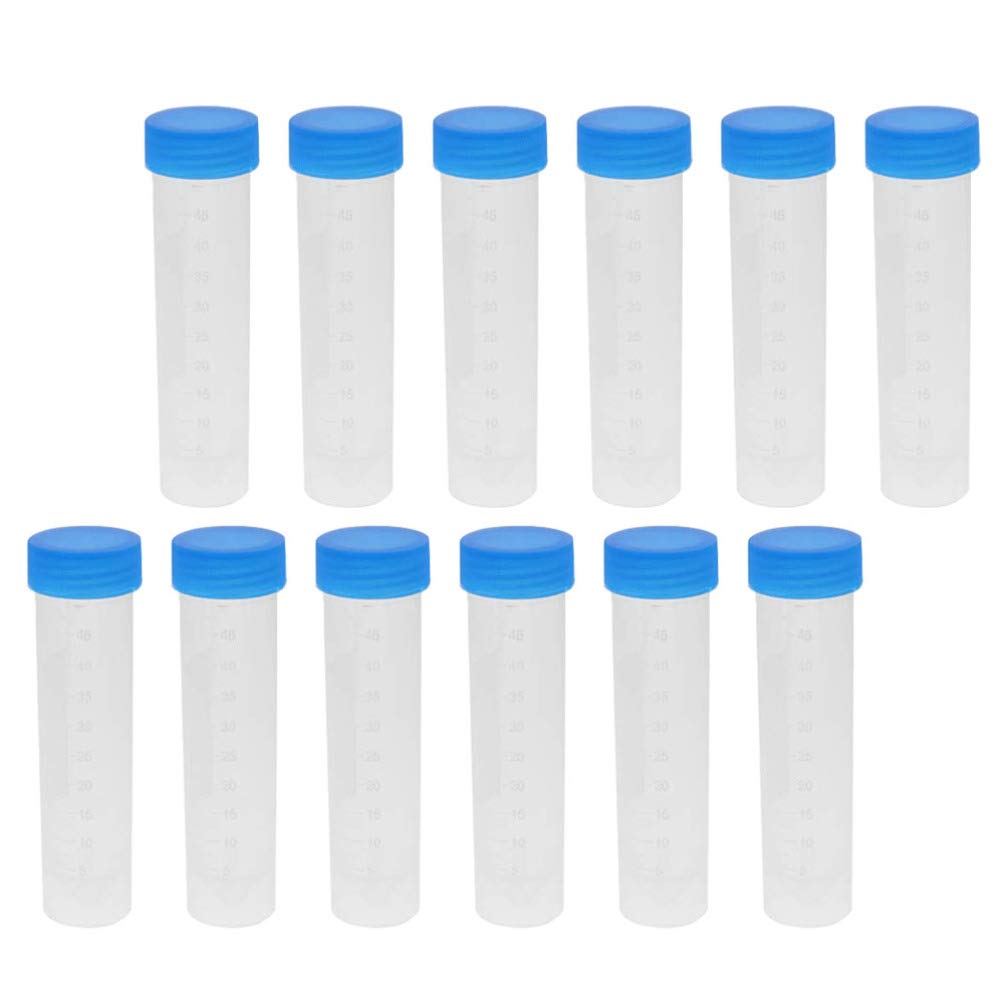 Balacoo 50pcs Centrifuge Tubes 50ml Plastic Flat Test Tubes with Screw Cap for Laboratory Science Experiment