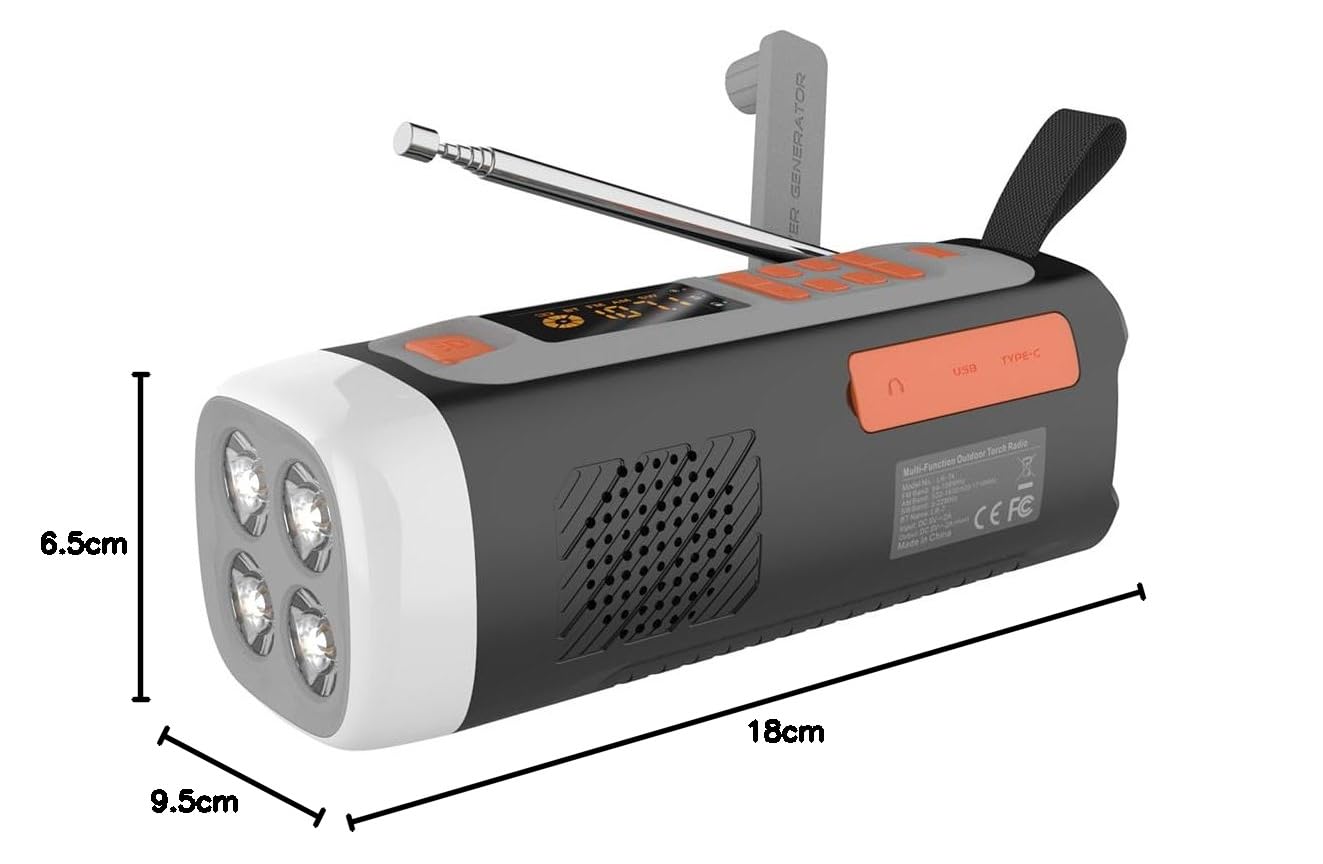 4500mAh Emergency Am/FM/SW Radio BT BT ALTAUS USB C/Solar/Hand Crank Cargando la Linterna de Radio portátil SOS para Acampar