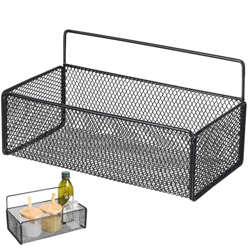 SHINEOFI Support Mural de Rangement Multifonction sans Perforation Panier Noir Petit Format en Plastique Épaissi Étagère Étanche pour Salle de Bain la Cuisine et Évier Organisateur