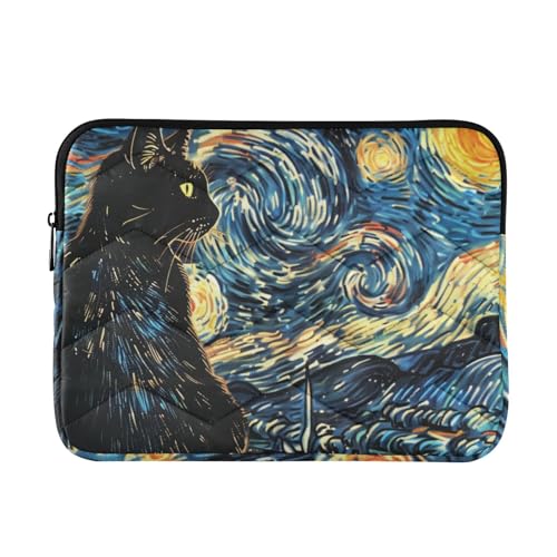 Funda para portátil Van Gogh Night Sky Cat 13-14 pulg miniatura 1