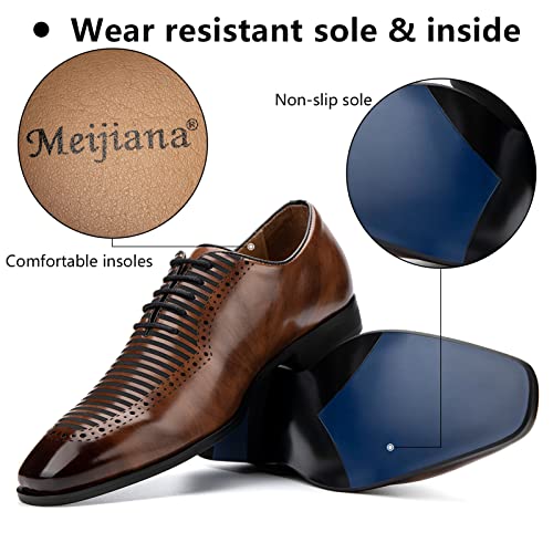 Meijiana Men's Oxfords Luxury Oxford Shoes For Men Business Casual Shoes Men's Lace-Up Fashion Shoes, Brown-06,11 Us #TOP2