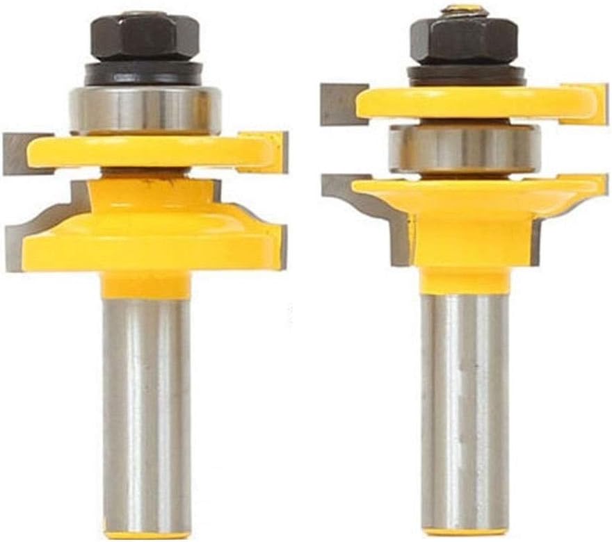 Lueao Cqinju-Milling Cutter 1/2" Shank 12mm Shank Bits, 2 Bit Standard Door Woodworking Cutter Tenon Cutter for Woodworking Tools, Woodworking Tool Set (Cutting Edge Diameter : 12.7mm Shank)