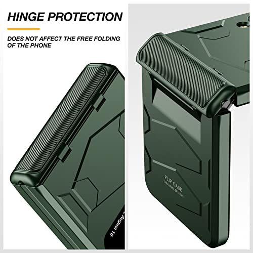 Vizvera For Samsung Galaxy Z Flip 4 Case With Hinge Protection, Flip Z 4 Full Cover Case- Silicone Protect Shockproof Case For Samsung Galaxy Z Flip 4 2022-Alpine Green #TOP5