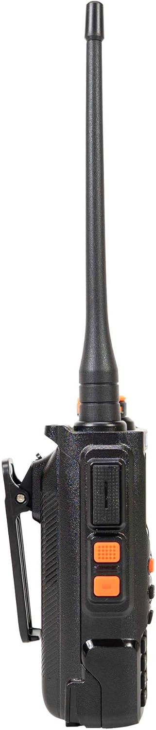 Graphic illustrating the main features of the PNI P16UV radio, including FM radio, weather channels, VOX, DTMF, and Type-C charging.