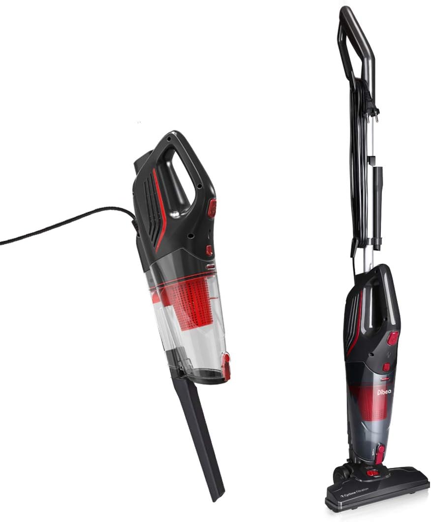 Dibea 18Kpa Corded Stick Vacuum Cleaner 2 in 1 Lightweight Upright and Handheld Vacuum, Strong Suction Multi-Layer HEPA Filter, 1L Dust Bin, 5 Height Adjustment for Hard Floor Carpet Pet Hair Dust