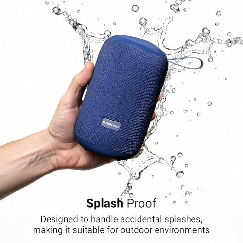 Image of Zebronics Portable Bluetooth Speaker, 16W RMS, Up to 12Hrs Playback, 57mm Dual Drivers, Passive Radiator, TWS, BT v5.4, USB, mSD, AUX, Splash Proof, Type-C Charging (Music Bomb i10, Blue)