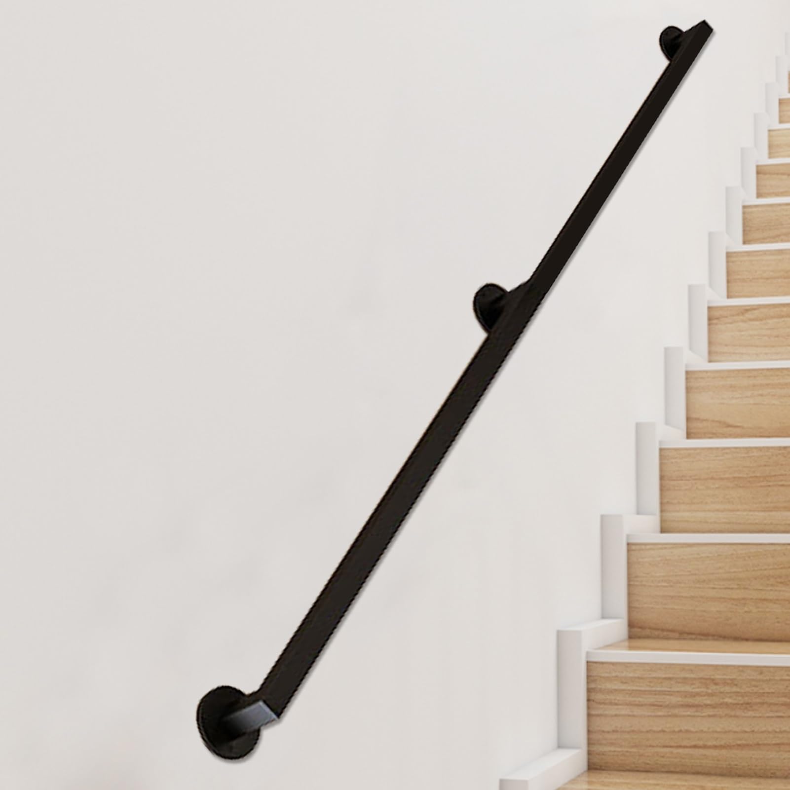 Rampe d'escalier en fer noir de 30 cm, kit de barre d'appui murale