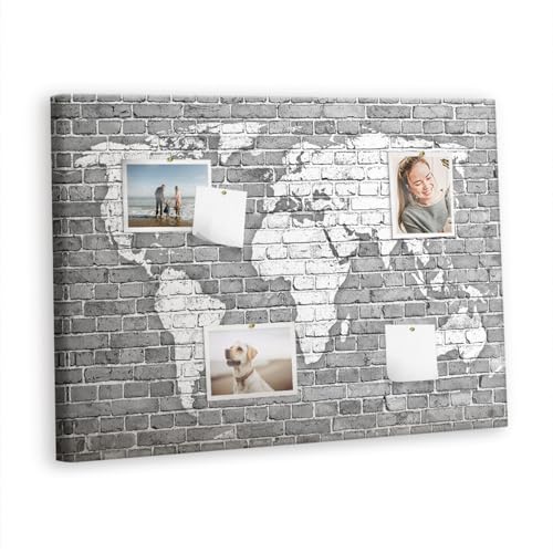 Tableau liège horizontal contre le désordre du bureau avec carte du monde 100x70