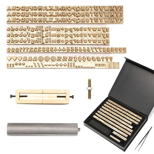WUTA レザークラフト 刻印セット 交換式活版刷り金型 銅版T型スロット 革用 DIY 手作り 刻印セット A-Zアルファベット、0-9数字、18句読点 箔押し機アクセサリ(B セット、249個)（Amazon）