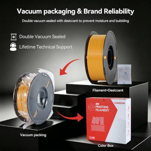 Image of Kingroon PETG 3D Printer Filament, High Strength, Low Warping, Odorless, Dimensional Accuracy + /- 0.02 mm, 1kg Spool(2.2lbs), 1.75 mm, Orange