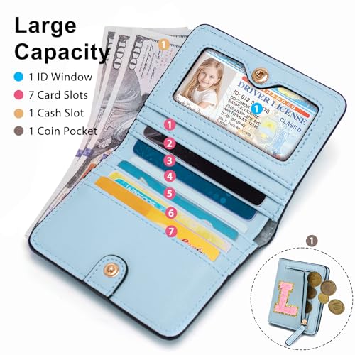 Image of Birthday Gifts for Teen Girl Kids Wallet Little Girl Wallets | Small Initial Kid Wallet for Girl Rfid Wallet Preppy Stuff Gifts for Girls 8-12 Blue L