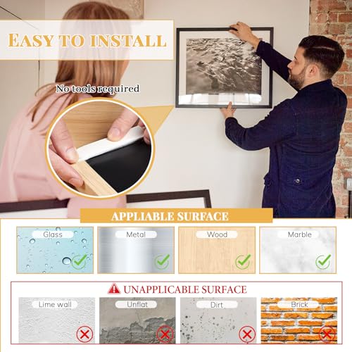 Image of 24 Pairs Adhesive Picture Hanging Strips, 0.7 inchx3.6 inch Damage Free Picture Hangers Without Nail, Command Strips for Posters Wall Decoration (Large-24 Pairs)