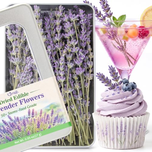Curnue 50+ Edible Lavender Sprigs for Cocktails & Drinks Garnish