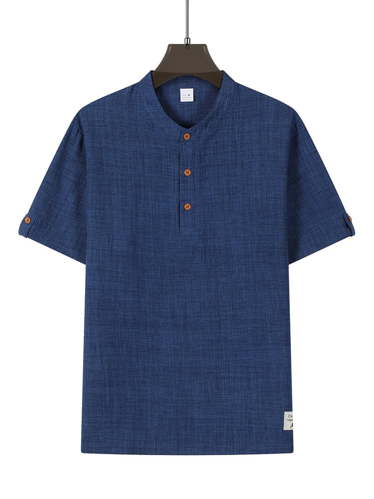 Ensemble Homme Ete Chemise Lin Manches Courtes et Short Set Jogging Ensembles Survêtement 2 Pièces Tenue de Plage Décontracté