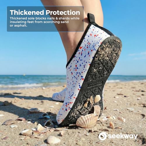 Image of SEEKWAY Water Shoes Women Men Adult Quick-Dry Aqua Socks Barefoot Non Slip for Beach Swim River Pool Lake surf Black SK002(U)