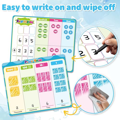 Laffunz Magnetic Place Value Manipulatives Math Games for Kids Regrouping Base Ten Blocks, Addition and Subtraction Games Classroom Must Haves 1st 2nd 3rd Grade Homeschool Supplies Small Group — view 2