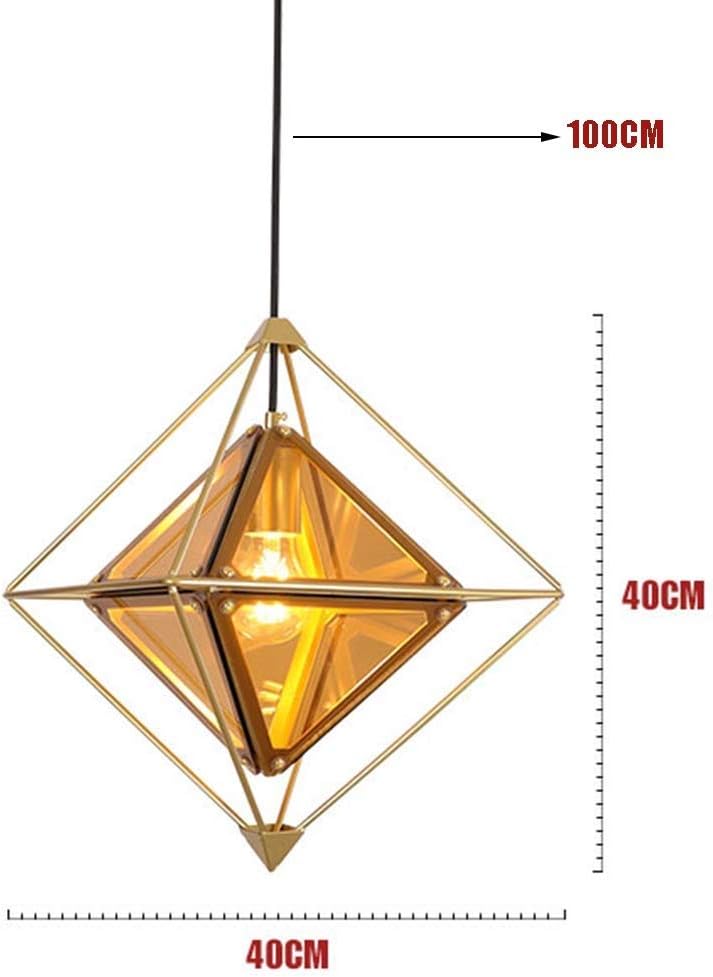 Lamp Modern Metal Diamond Glass Lights -1 Light Creative Modern Lighting Kitchen Island Living Room Bedroom Drop Hanging Lamps Flush Mount Fixture/D+Amber