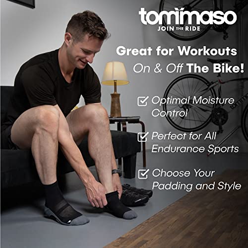 Tommaso Ultra Padded Cycling Socks Men, Women - Breathable, Quarter, Ankle Compression, Anti Blister, High Socks, Bike Socks Support for Running Socks & Biking - High Cut - White - Small 35-373