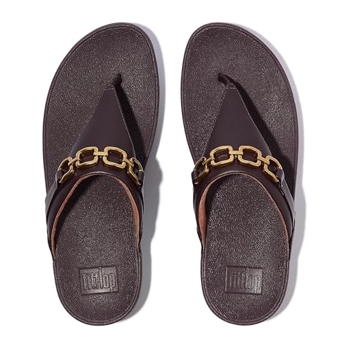 Fitflop LULU SQUARE-CHAIN LEATHER TOE-POST SANDALS