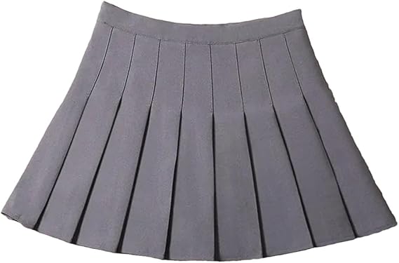 Pleated Skirt Women's Summer Gray High Waist A-Line Skirt