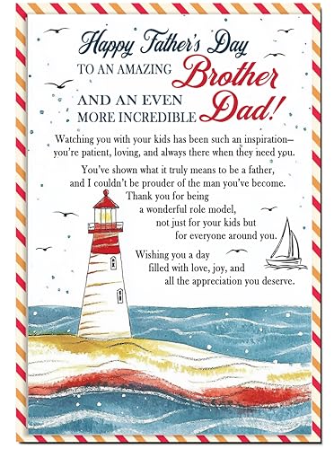 BlinkWishes Fathers Day Card for Brother, Happy Father's Day Cards for Brother​s with Seal and Envelope, Card from Sister to Brothers