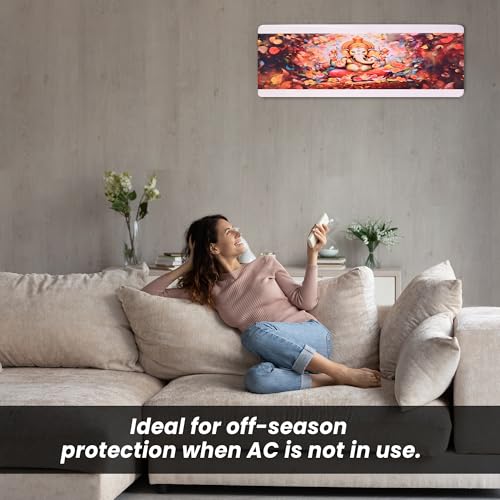 Image of Printed Split Ac Cover Indoor Unit For 1.5 Ton Capacity AC, Inner Unit Ac Cover, All Weather Cover /Attractive Digital Prints /Dustproof /Silken water-resistant Split Ac Cover (Multi Red)