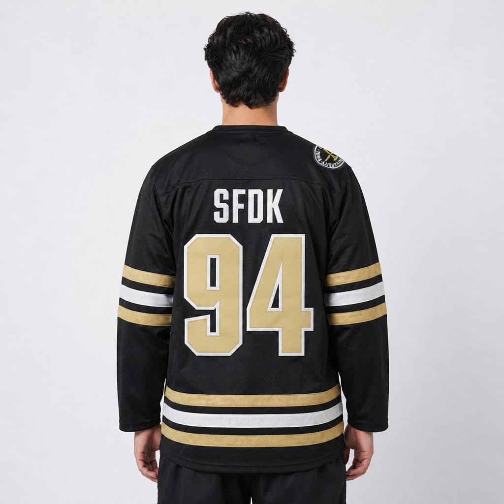SFDK Jersey de Hockey The Rookie, Unisex Adulto, Negro con Detalles Dorados
