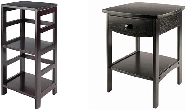 Amazon Com Winsome Leo Model Name Shelving Tall Espresso Wood Claire Accent Table Black Home Kitchen
